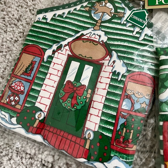 Two Fabric Potholders Christmas Homespun Look Dinner Table Trivet Kitchen Decor - Picture 5 of 10